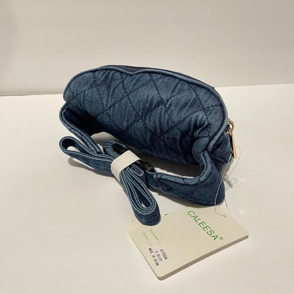 Women's Quilted Blue denim Belt bag - Picture 2 of 2